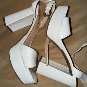 Guess White Platform Heels